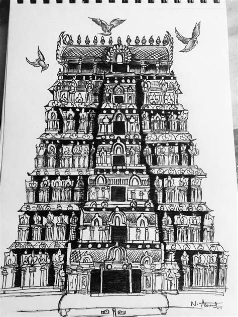 Blessings Of The Temple Are Priceless Temple Art Using Ballpoint Pen