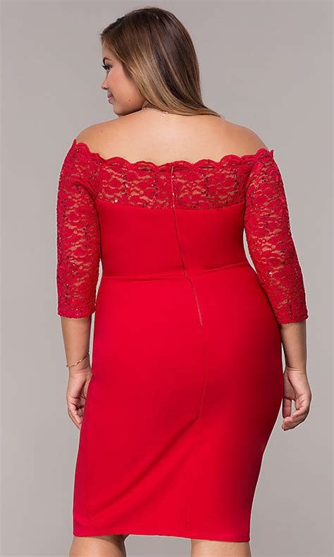 Plus Size Red Off Shoulder Party Dress With Sleeves Party Dresses