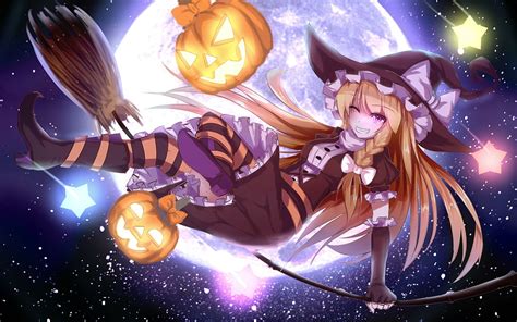 Anime Touhou Halloween Kirisame Marisa Hd Wallpaper Wallpaper Flare