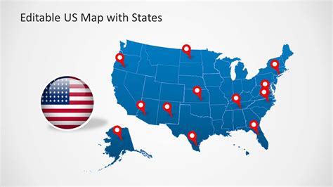 Editable Powerpoint Map Of The United States Of America Slidemodel