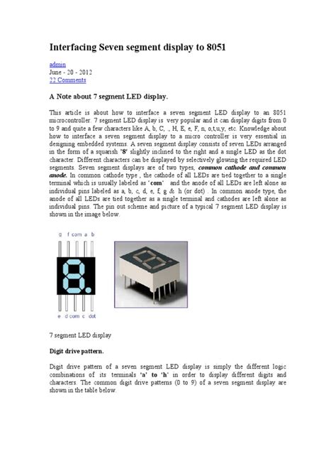 Interfacing Seven Segment Display To 8051 Pdf Electronic Circuits