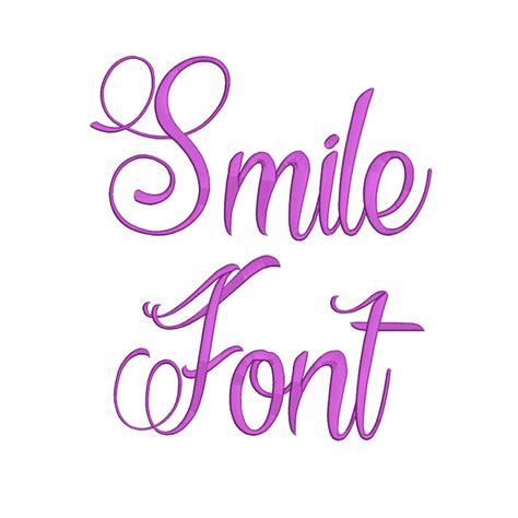Smile Script Embroidery Font 5 Size Font Machine Embroidery Etsy