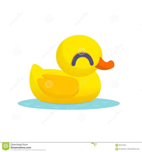 Rubber Duck Toy Minimalistic Duck Cartoon Icon Vector