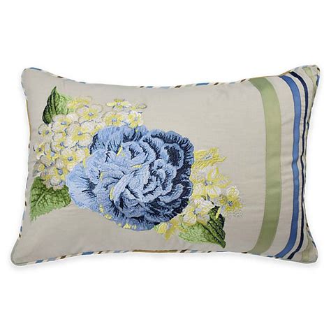 Waverly Floral Flourish Embroidered Oblong Throw Pillow In Porcelain