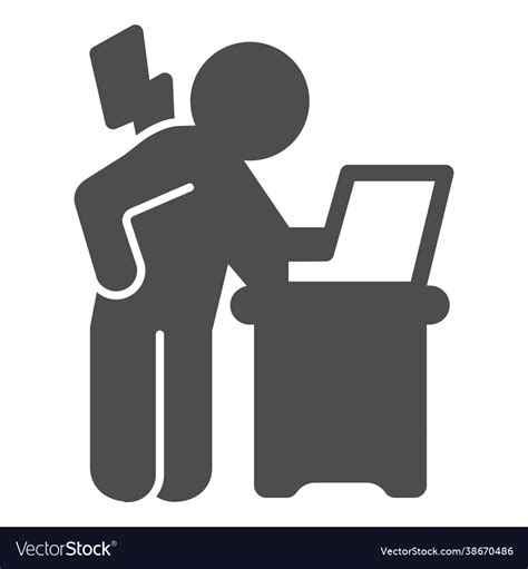 Man Back Pain With Laptop Solid Icon Royalty Free Vector