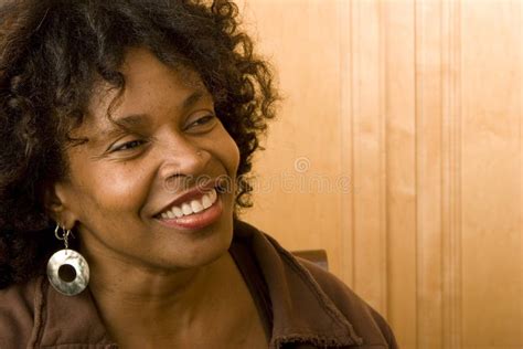 Happy Mature African American Woman Smiling Home Stock Photos
