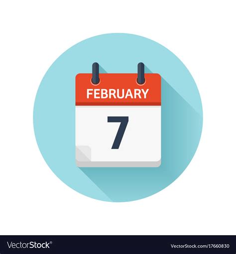 February 7 Flat Daily Calendar Icon Date Vector Image