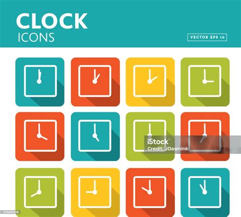 Set Of Clock Time Icons With Hands In Increments Of One Hour Stock