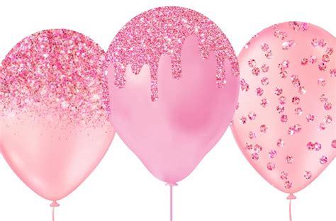 Pink And Black Balloons Clipart Glitter Balloon Png Digital Etsy