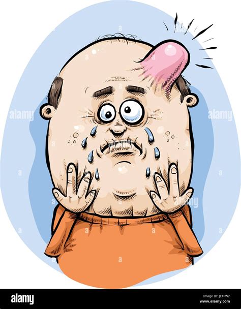 A Cartoon Man With A Painful Swollen Bump On His Head Stock Vector Art