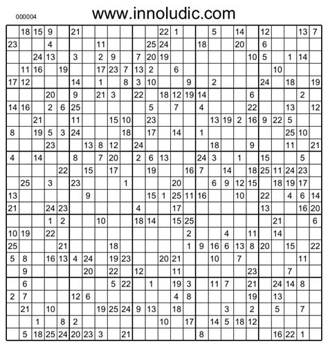 Super Sudoku 25x25 4 Sudoku Sudoku Puzzles Sudoku Printable