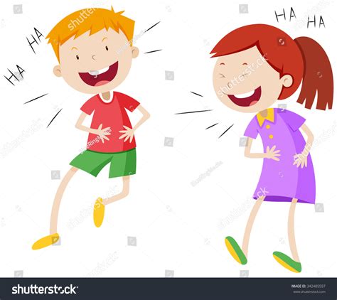 Happy Boy Girl Laughing Illustration Stock Vector 342485597 - Shutterstock