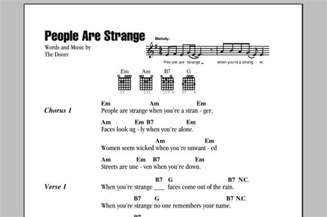 People Are Strange Sheet Music The Doors Guitar Chordslyrics