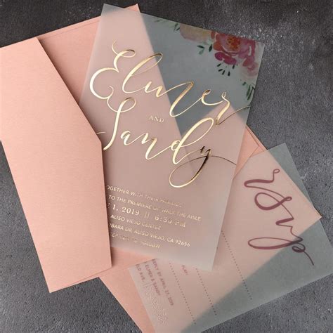 Rose Gold Wedding Invite Rose Quartz Collection Polka Dot Paper