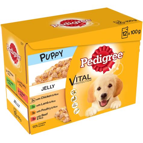 This wet dog food contains no artificial colours, flavours or 6 x 400g pedigree tinned dog food mixed selection in jelly with chicken & rice, lamb & rice and poultry & rice for puppies with no artificial colours, flavours. Pedigree Mixed Selection in Jelly Wet Puppy Dog Food From ...