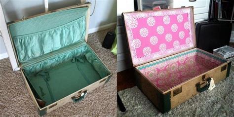 Redo Suitcase Lining Uses Fabric Cardboard And Hot Glue Does