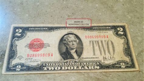 1928 B Red Seal 2 Dollar Bill