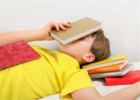 Teenager Sleep With A Books Stock Photo Image Of Homework Pupil