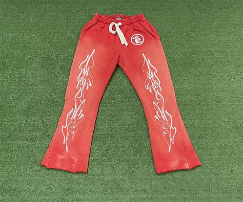 Designer Hellstar Red Flare Sweatpants Grailed