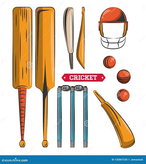 Cricket Game Equipment Stock Vector Illustration Of Playing 120007235