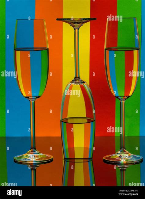 Colored Reflections In Wine Glass Stock Photo Alamy