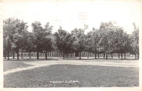 D15 Evart Michigan Mi Real Photo Rppc Postcard 1949 High School