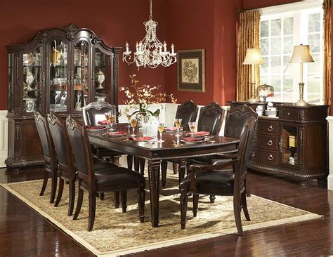 Rich Brown Finish Classic Dining Room Table Woptional Items