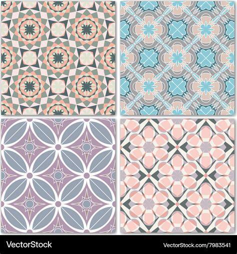 Set 4 Decorative Mosaic Seamless Patterns Vector Image
