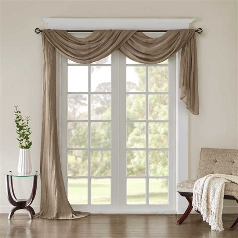 Madison Park Harper Solid Crushed Sheer 216 Inch Scarf Window Valance