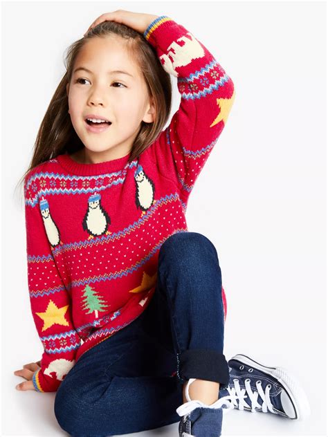 John Lewis And Partners Boys Fair Isle Character Christmas Jumper Red