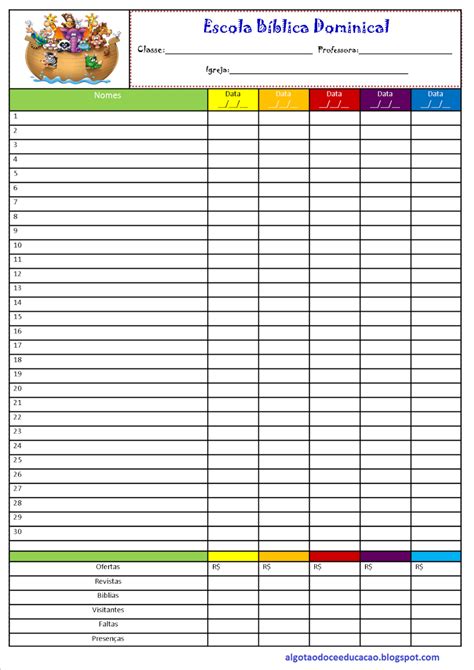 Lista De Chamada Para Imprimir Word
