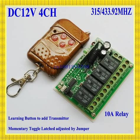 Ch Relay Dc V Wireless Receiver Transmitter Momentary Toggle Latched Rf Remote Control