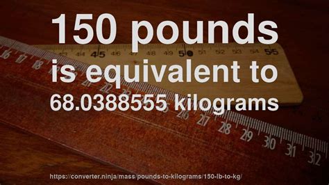Convert pounds to kilograms (lb to kg) with the weight conversion calculator, and learn the pound to kilogram calculation formula. 150 lb to kg - How much is 150 pounds in kilograms? CONVERT