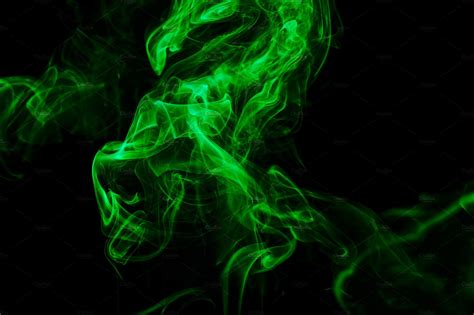 Abstract Green Smoke Featuring Abstract Smoke And Background High