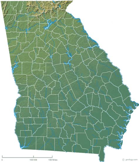 Topographic Map Of Georgia Usa Topographic Map Of Usa With States