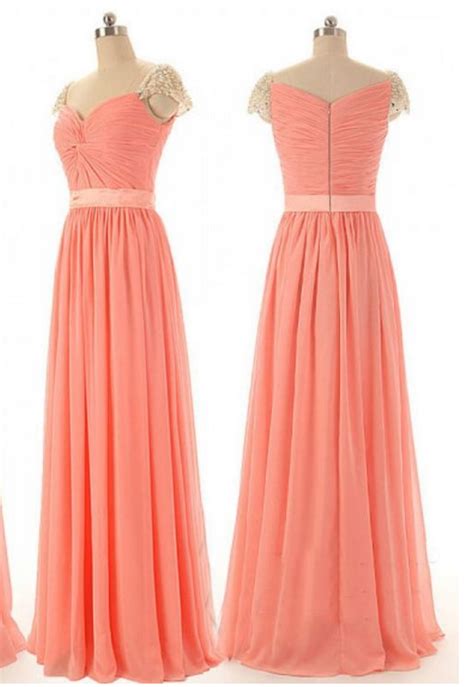 Beaded Cap Sleeves Long Formal Occasion Party Dress With Twisted Bodice