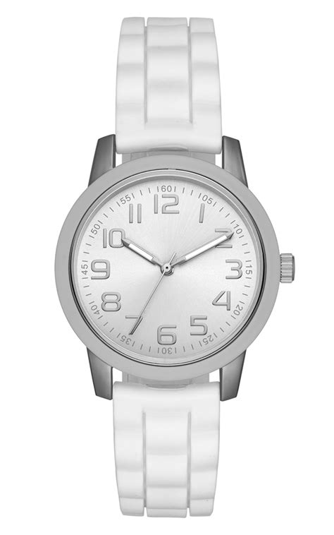 Womens Casual Sport Watch In White With Textured Strap