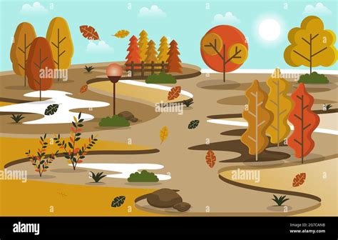 Park Autumn Fall Tree Stock Vector Images Alamy