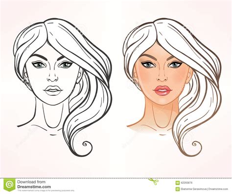 Female Face Chart Makeup Artist Blank Stock Vector