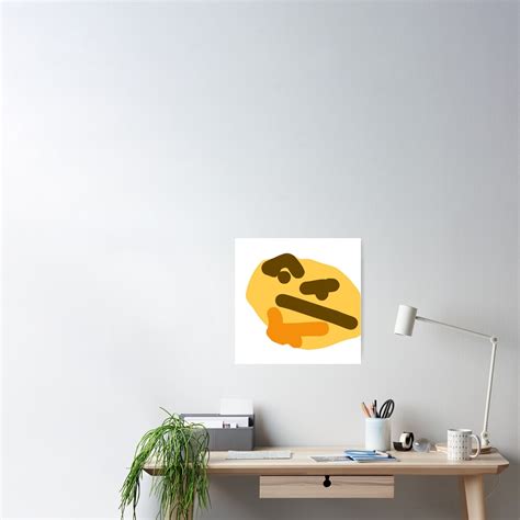 Heavily Distorted Thinking Emoji Poster For Sale By Tylorova Redbubble