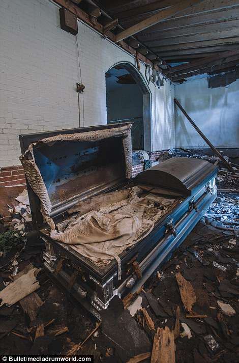 Abandoned Funeral Home Still Holds Caskets And Engraved Headstone