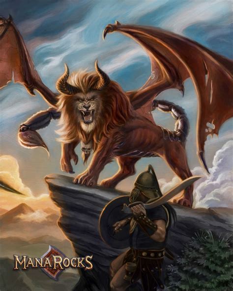 The Manticore Kind Of A Lion Huge Bat Wings And Scorpion On A Tail
