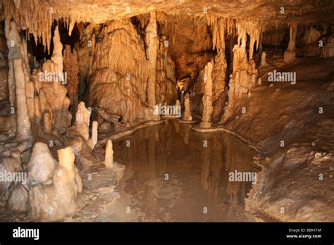 Stalactites In Limestone Karst Cave Grotto Roland Near Montcuq Stock