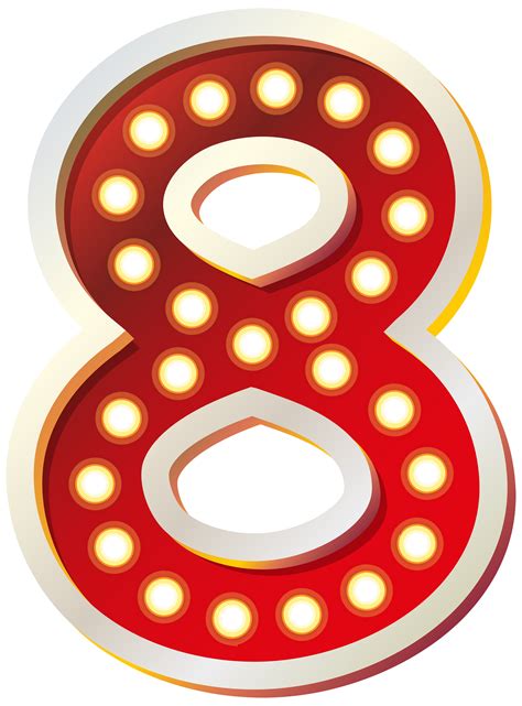 Red Number Eight With Lights Png Clip Art Image Gallery Yopriceville