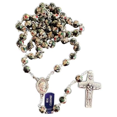 St Padre Pio Black Rosary Blessed By Pope With Relic St Pio