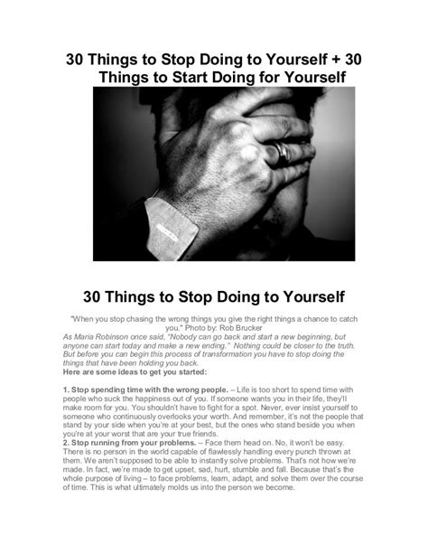30 Things To Stop Doing To Yourself 30 Things To Start Doing For Yo