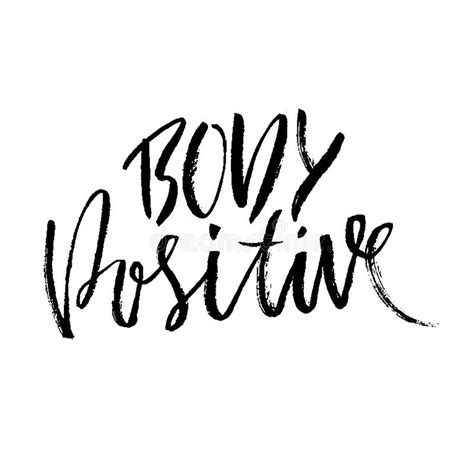 Body Positive Hand Drawn Dry Brush Lettering Ink Illustration Stock