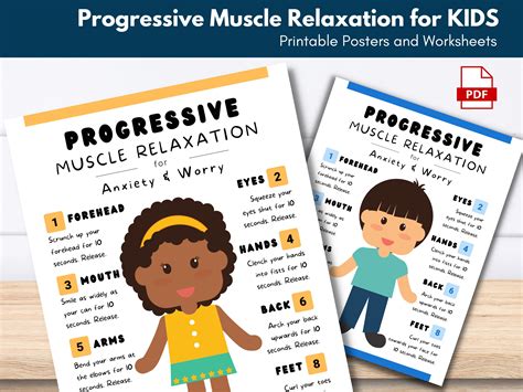 Progressive Muscle Relaxation Pmr Worksheet For Kids Calm Etsy