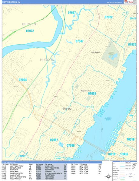 North Bergen New Jersey Zip Code Maps Basic