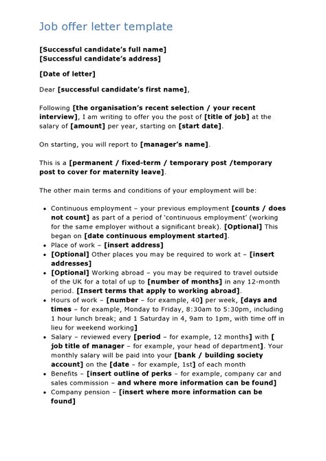 Professional Employment Offer Letter Templates Word